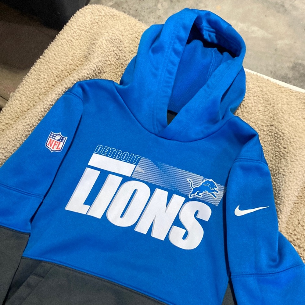 Detroit lions hooded sweatshirt. NFL sideline gear + Nike